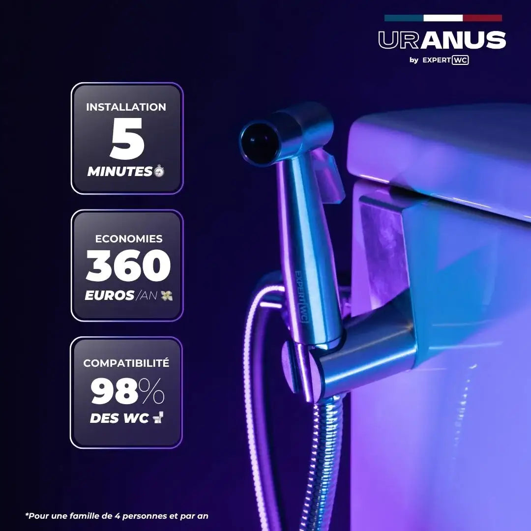 Douchette WC installée en 5 minutes, jusqu’à 360 € d’économies par an, compatible 98 % des WC