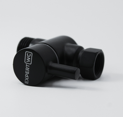 Pour Douchette WC Noir – Robinet 3 Voies Angulaire Noir – Installation Polyvalente – Pression réglable et arrêt d’eau