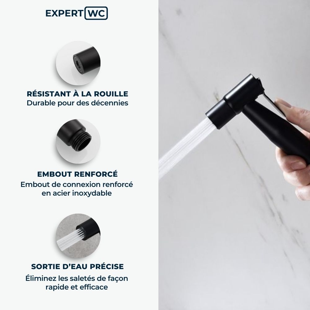 Pour Douchette WC Noir – Pulvérisateur – Design Épuré pour Toilette Moderne
