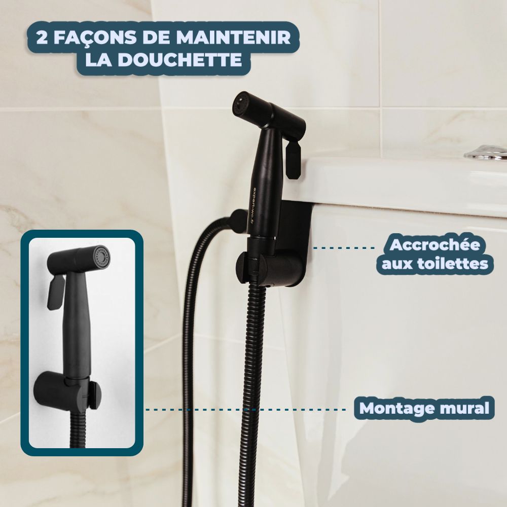 Support Mural pour Douchette WC Noir Mat – Élégance & Fonctionnalité