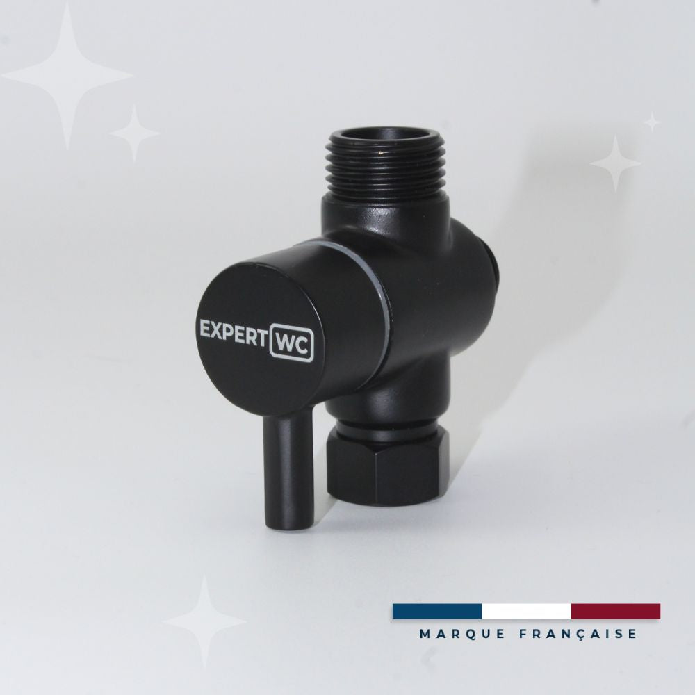 Pour Douchette WC Noir – Robinet 3 Voies Angulaire Noir – Installation Polyvalente – Pression réglable et arrêt d’eau