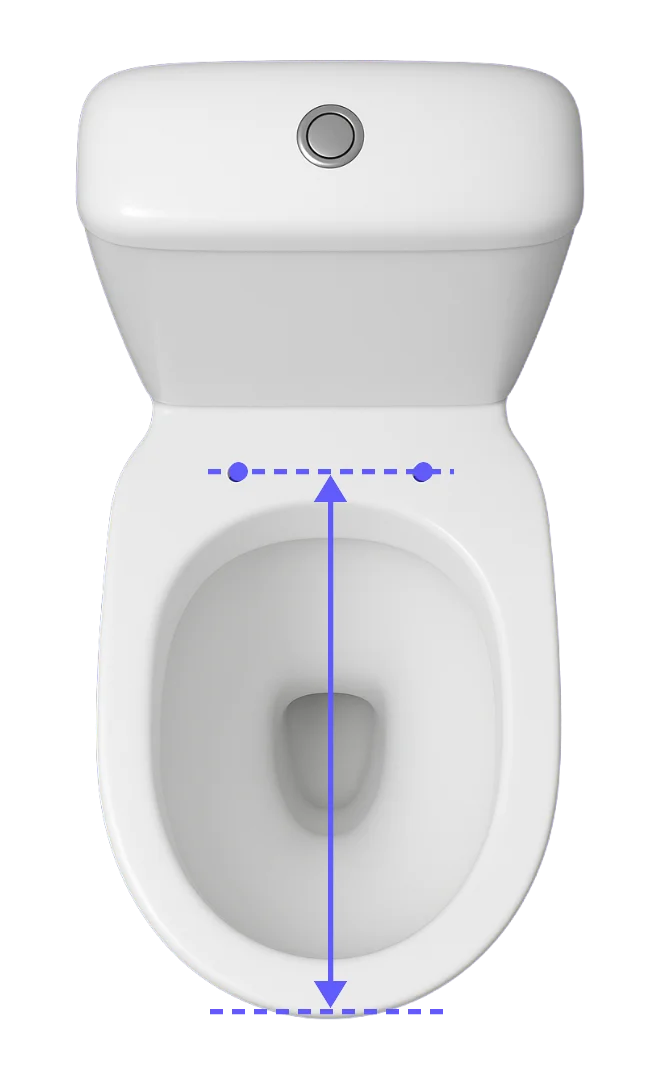 Mesure d’une cuvette WC en forme de U, des trous de fixation au bord avant