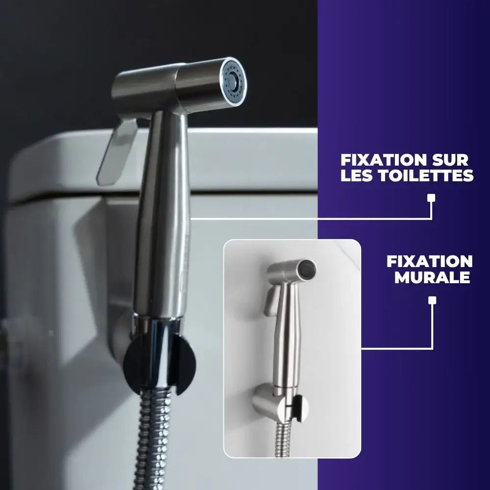 Douchette WC Hydraflow fixée sur les toilettes ou au mur