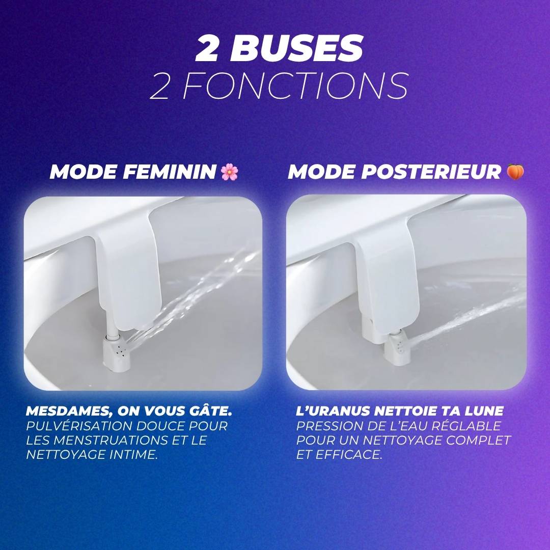 Les 2 buses du kit WC japonais Uranus : lavage féminin et lavage postérieur