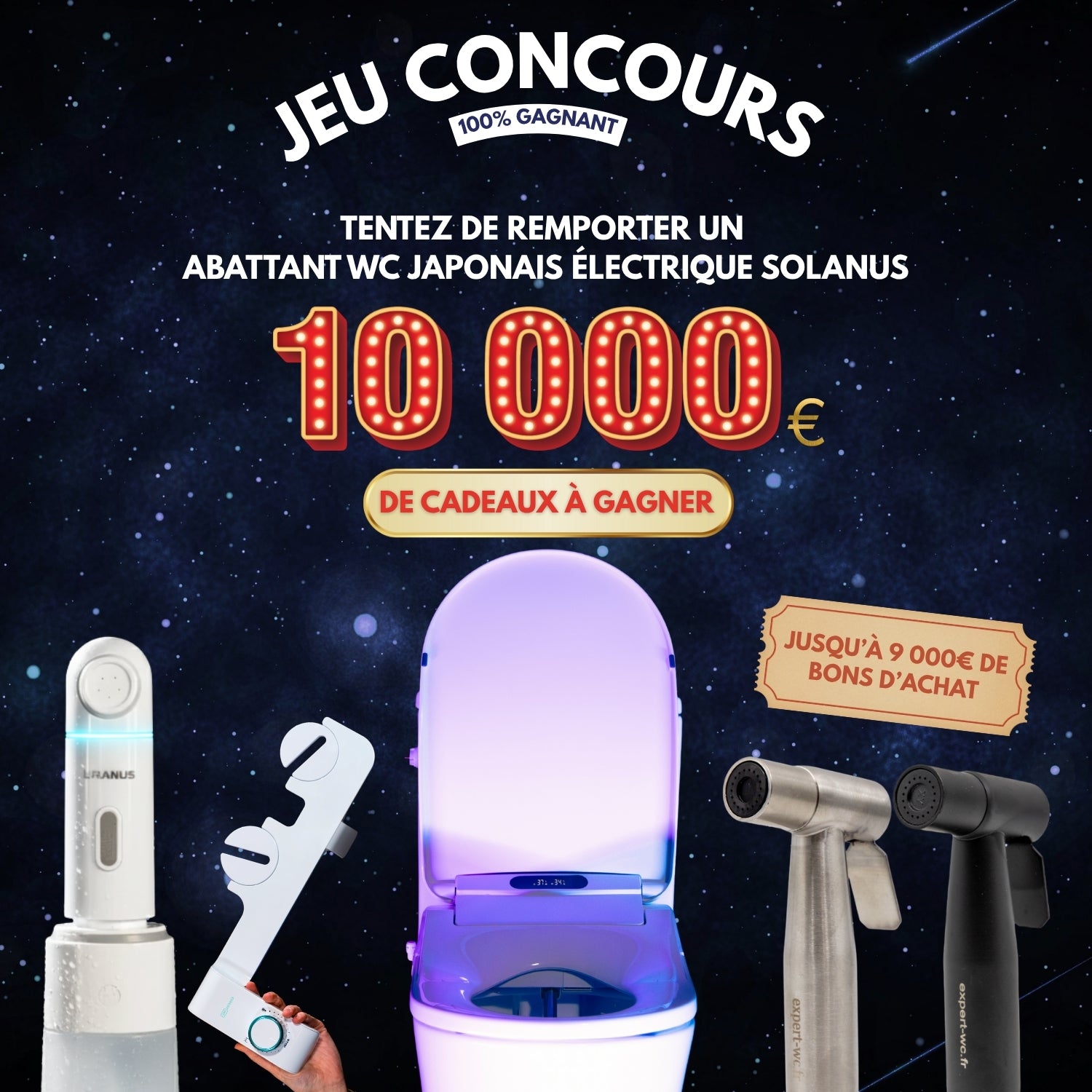 WC japonais solanus intelligent avec siège chauffant et douchette intégrée dans une salle de bain moderne