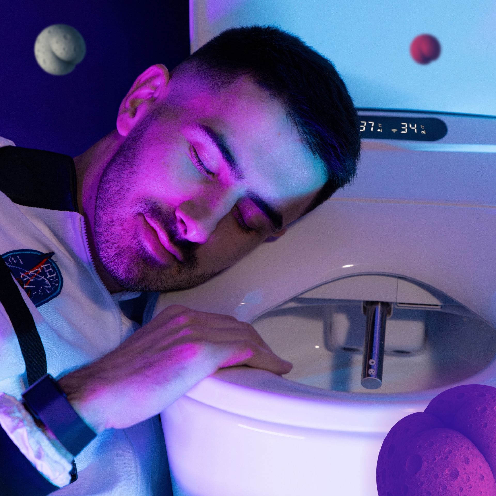 WC japonais solanus intelligent avec siège chauffant et douchette intégrée dans une salle de bain moderne