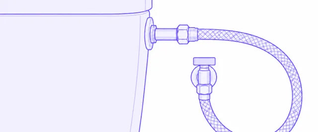 Schéma d’une arrivée d’eau souple (flexible) raccordée aux toilettes