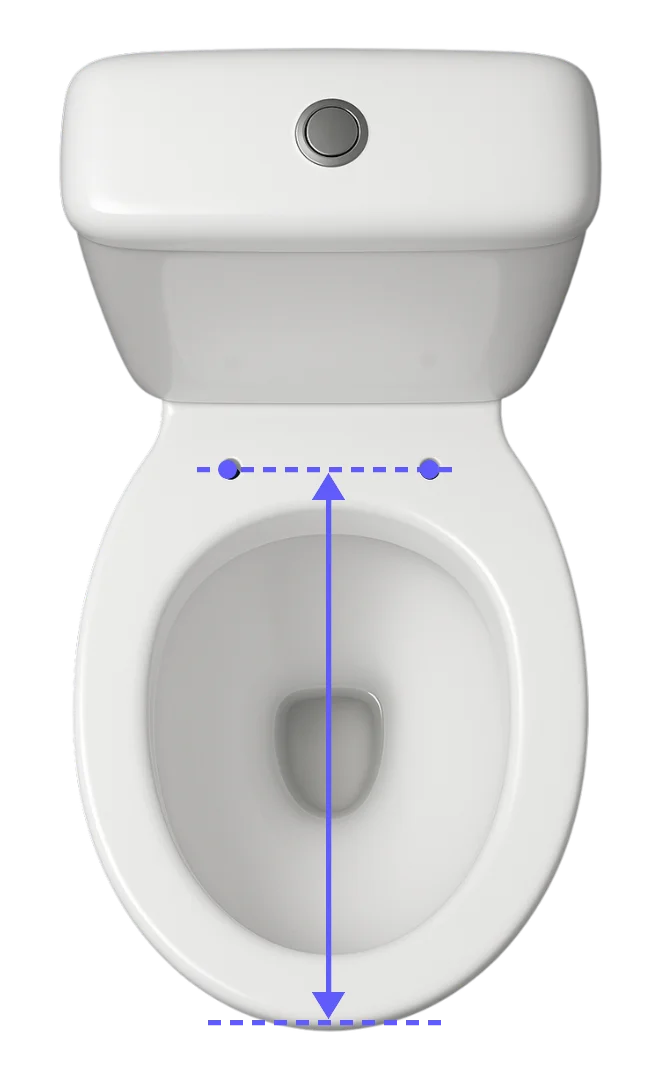 Mesure d’une cuvette WC en forme de O, des trous de fixation au bord avant